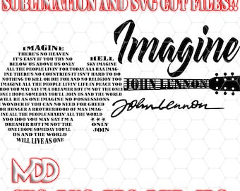 John Lennon Imagine Lyrics SVG: Guitar Design (Digital Download)