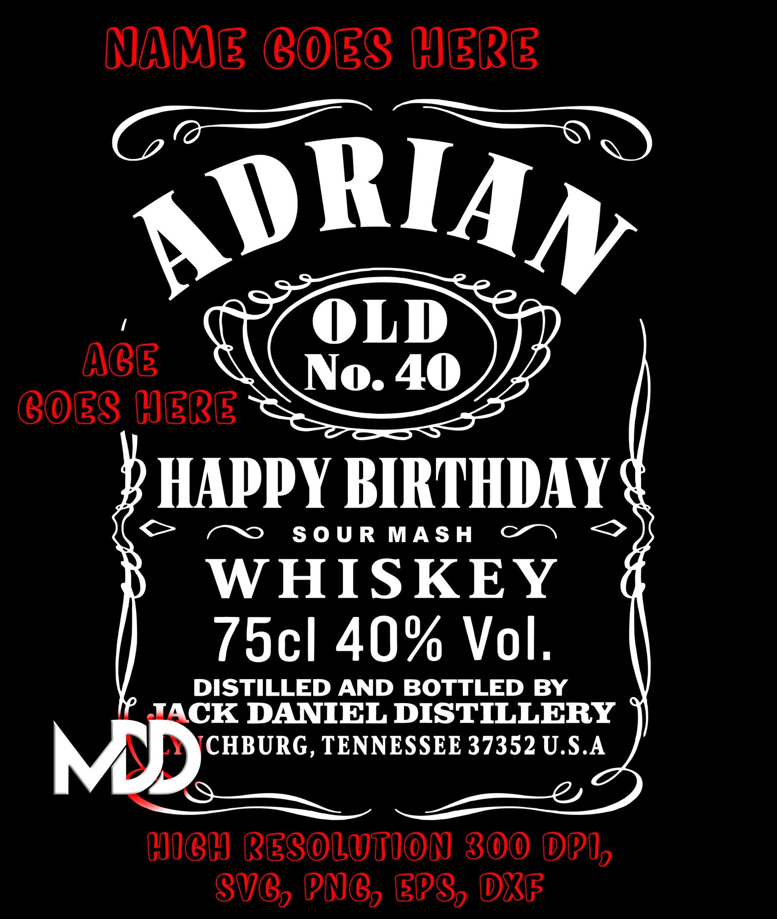 HAPPY BIRTHDAY DESIGN Jack Daniels Bottle Birthday Design | Etsy