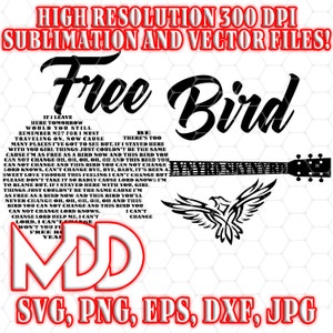 Free Bird Guitar Lyrics SVG: Vector Cut File (Digital Download)