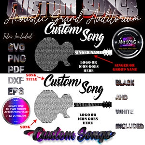 Letras de músicas personalizadas Acústico Grand Auditorium | Letras de músicas de casamento | Letras de músicas | Poemas | Cartas | SVG | PDF | Eps | PNG | Dxf