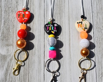 Para Educator Beaded Lanyard, Apple Charm Teacher Gift