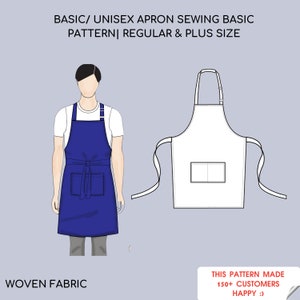 Pdf Cooking Apron | Sewing Pattern and Tutorial | Pdf Chef aprons | Kitchen apron | Baking Cooking Chef | Regular & Big Sizes | Woven