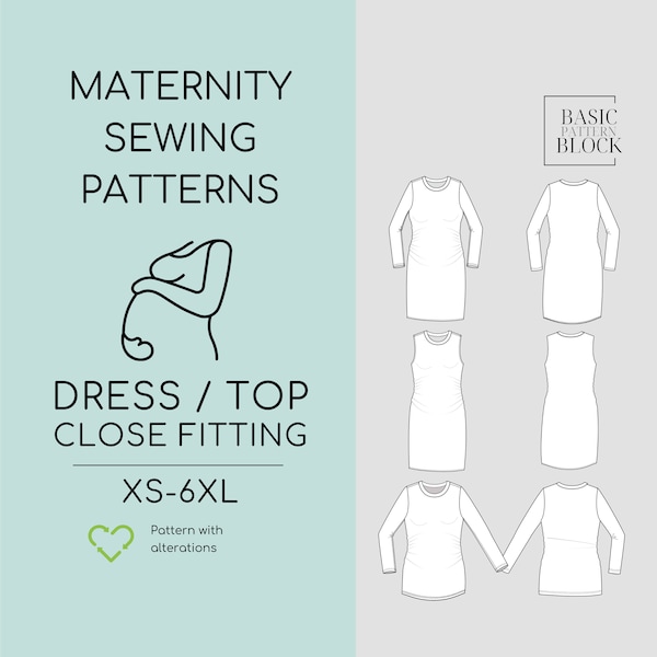 Maternity Pregnancy PDF Knitted Dress Sewing Pattern | Pregnancy Top | Pregnancy Dress | Maternity Blouse | Pregnancy Fashion  Sizes XS-6XL