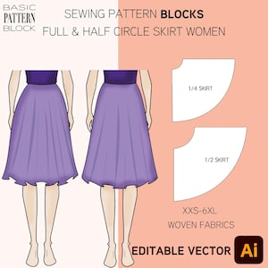 Patron de couture de jupes complètes et demi-cercles PDF