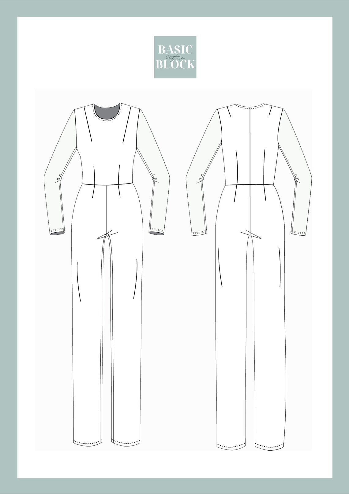 Jumpsuit Pdf Sewing Pattern Block With Long Sleeves Instant Etsy UK