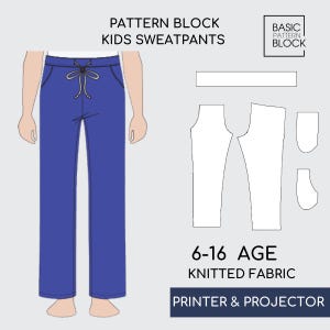 Children&#39;s Jogger Pants Sewing Pattern Block | Kids Sweatpants