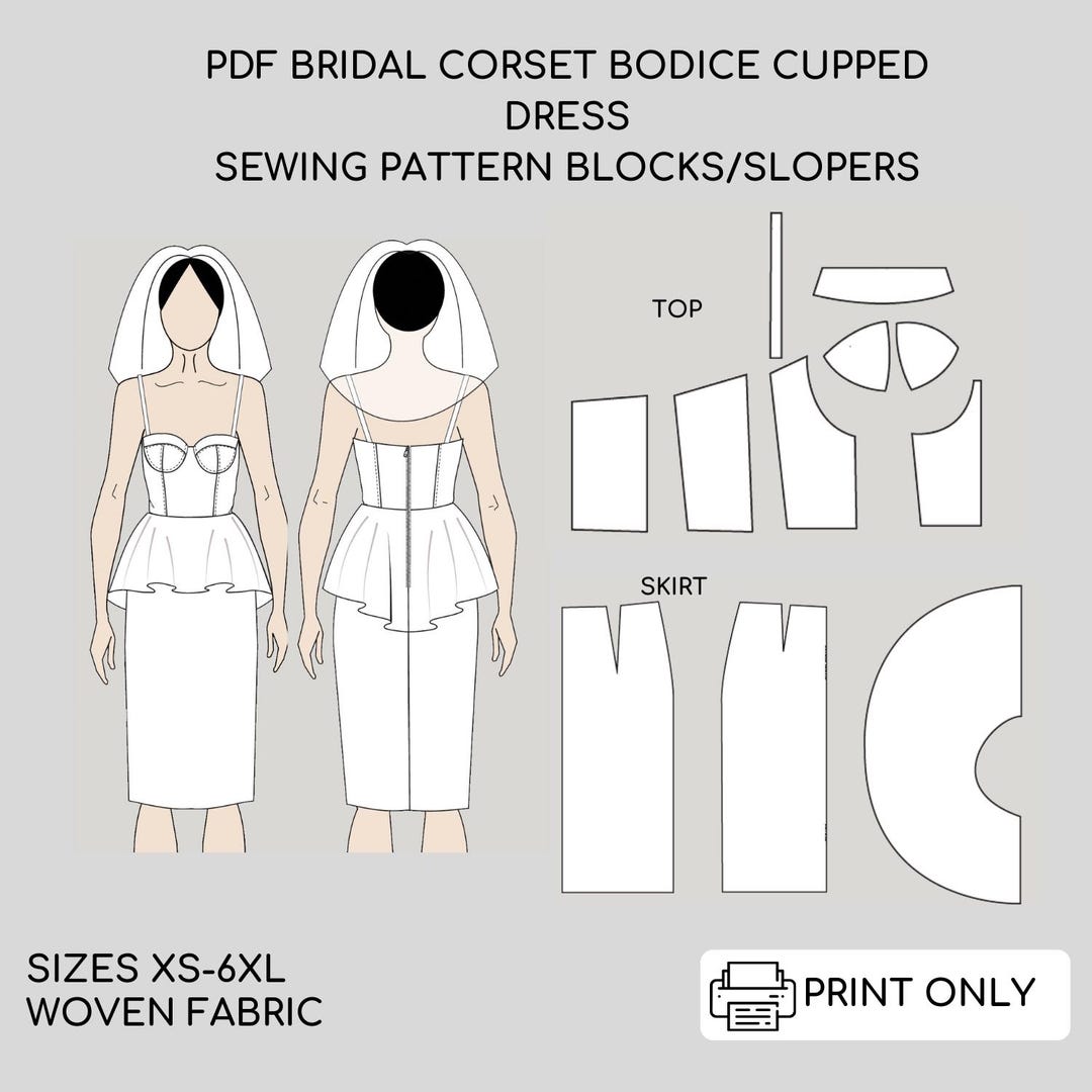 Bridal Corset Dress Pdf Sewing Pattern Digital Bridal Dress Pdf Wedding ...