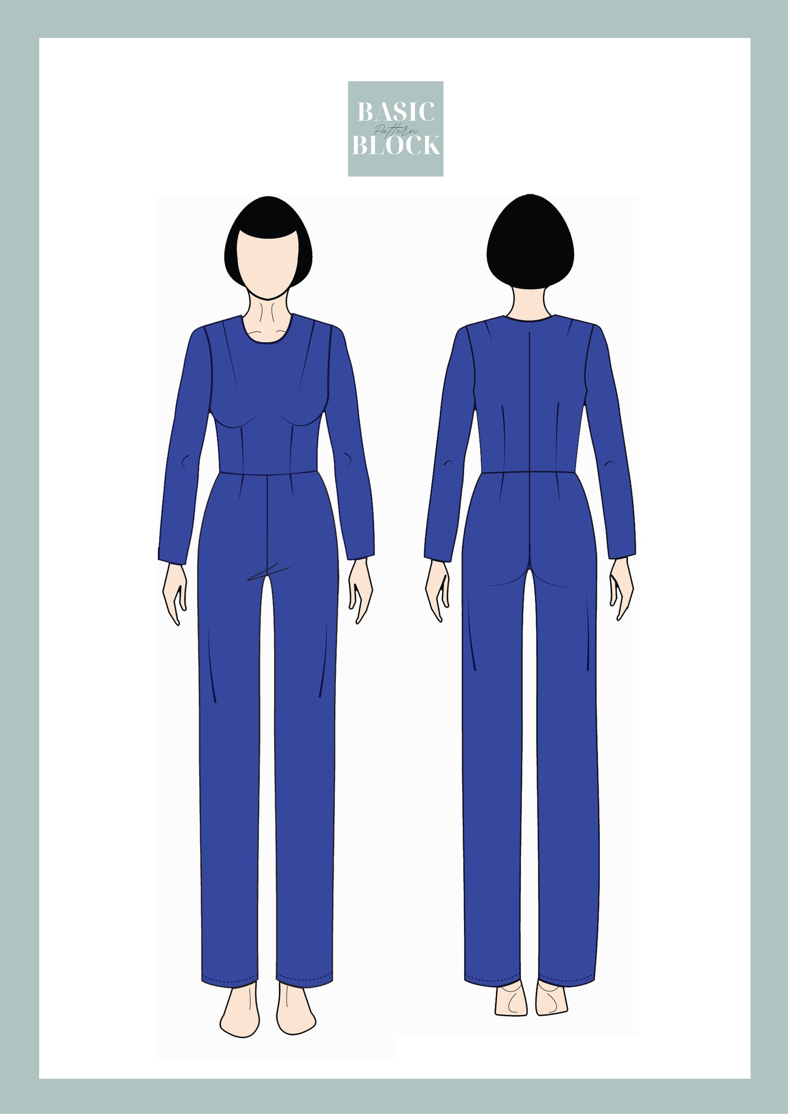 Jumpsuit Pdf Sewing Pattern Block With Long Sleeves Instant | Etsy