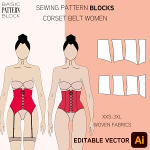 PDF Patroonblok corsetriem • Bustier- en jarretelgordel (maten XS-3XL)