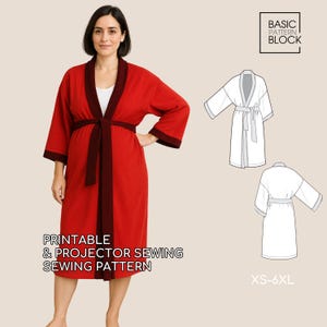 Wzór do szycia ciążowego w formacie PDF | Kimono | Płaszcz ciążowy | Odzież wierzchnia ciążowa | Wzory na ciążę | Płaszcz kopertowy | Podstawowy blok wzorów