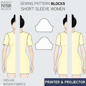 Bloc de patrons de couture basiques pour manches ajustées au format PDF (téléchargement PDF) • Tailles XXS-6XL