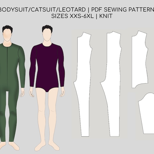 Men's Bodysuit Sewing Pattern Pdf Dance Leotard Catsuit Etsy