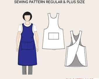 Women's Cross back Apron Pdf Sewing Pattern | Regular & Big sizes | Woven
