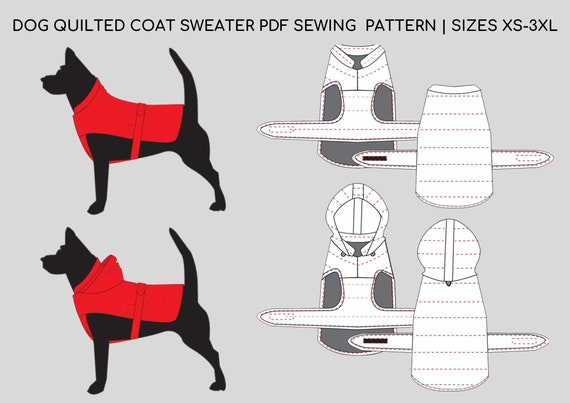 Dog Quilted Coat Raincoat Pdf Sewing Pattern Sizes | Etsy