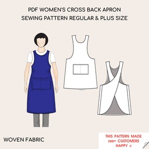 Women's Cross back Apron Pdf Sewing Pattern | Regular & Big sizes | Woven