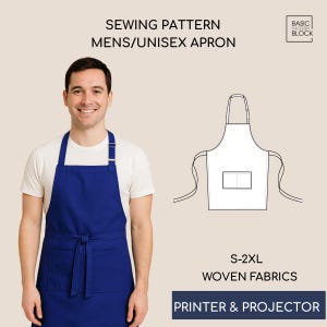 Pdf Cooking Apron | Sewing Pattern and Tutorial | Pdf Chef aprons | Kitchen apron | Baking Cooking Chef | Regular & Big Sizes | Woven