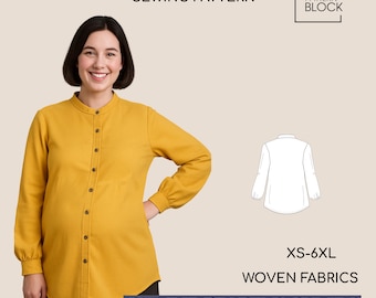 Maternity Relaxed Fit Shirt Sewing Pattern: Longsleeve (PDF Download) XS-6XL)