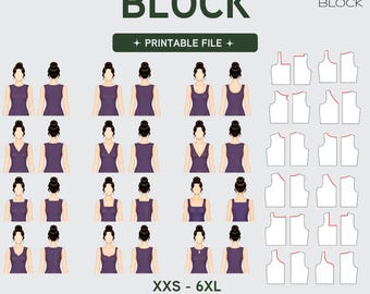 PDF Neckline Cuts Sewing Pattern Block Bundle | 12 Neckline Styles | Women's Torso | XXS-6XL