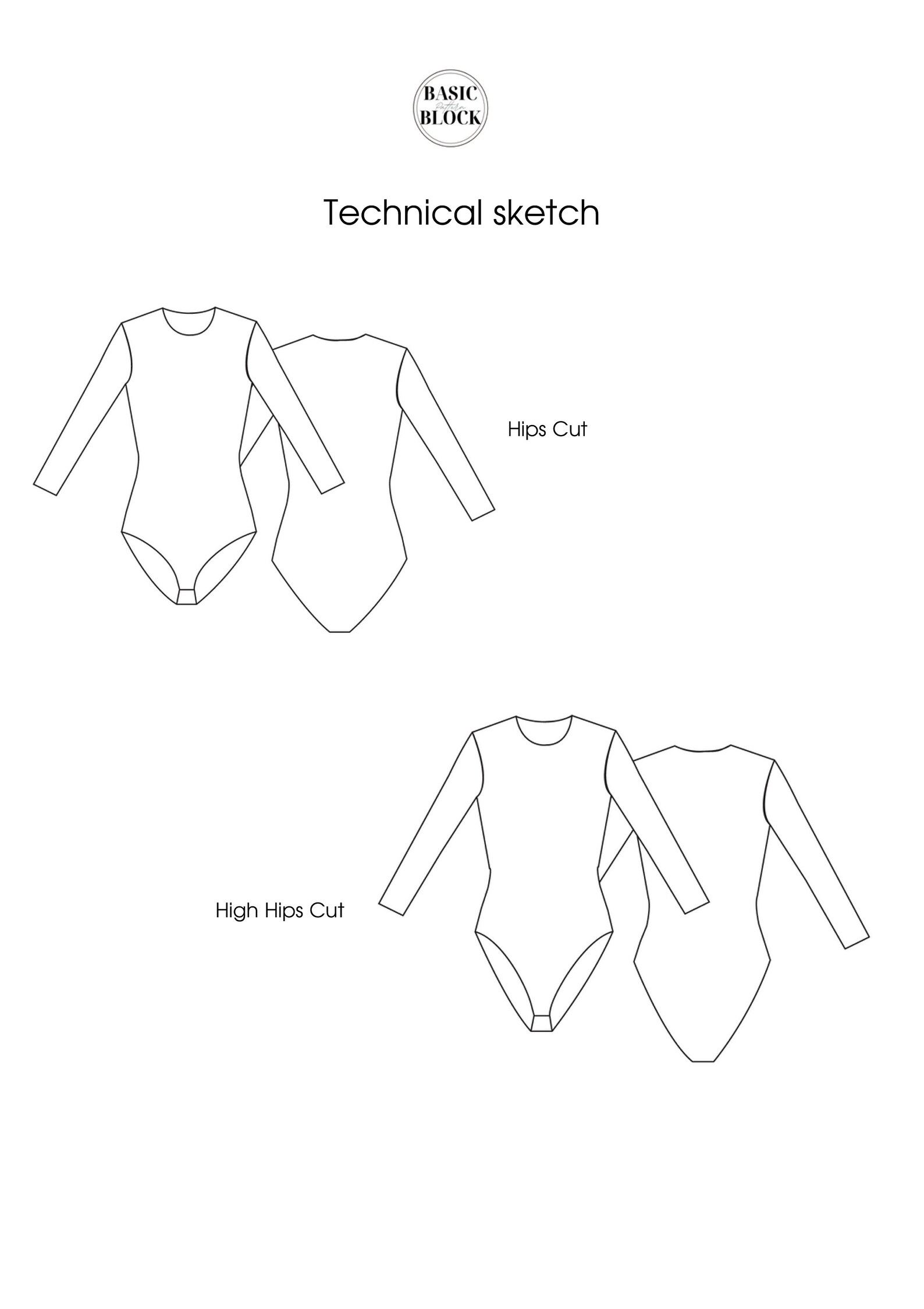 Leotard Sewing Pattern Block 4 Leg Cuts Bodysuit Etsy