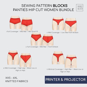 Bikini Hose Schnittmuster • 5 Beinausschnitte, XXS-6XL (PDF Download)