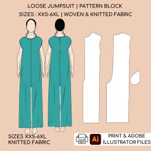 Loose Jumpsuit Sewing Pattern • Women&#39;s Romper  with Pockets (PDF Download) • Sizes XS-6XL