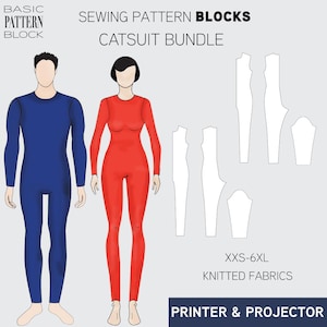 Seamless Bodysuit Sewing Pattern Bundle: Leotard, Catsuit, Cosplay (XXS-6XL) (PDF Download)