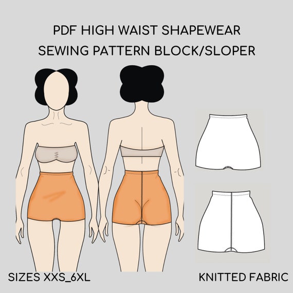 Pdf Body Shaping Shapewear Sewing Pattern Block Pole Dance Bottom Swimsuit  Yoga Shorts Tankini Sizes XXS-6XL 
