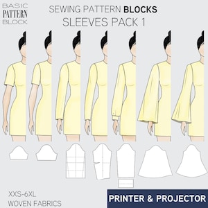 Lot de patrons de couture pour manches • Manches basiques pour femme (téléchargement PDF) • Tailles XXS-6XL