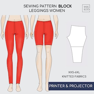 Womens High Rise Leggings Sewing Pattern Block • Bike Pants, Activewear (PDF Download) • Sizes XXS-6XL