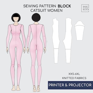 Catsuit Pdf Sewing Pattern Sloper/ Block | Leotard Bodysuit | Cosplay | Swimsuit, Jumpsuit Fitness | For Women | Sizes XXS-6XL