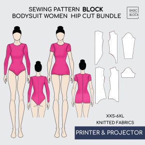 Leotard Pdf Sewing Pattern Block | Bodysuit, Cosplay, Swimsuit, Jumpsuit Fitness Sloper/ Block Sizes XS-6XL, Knit