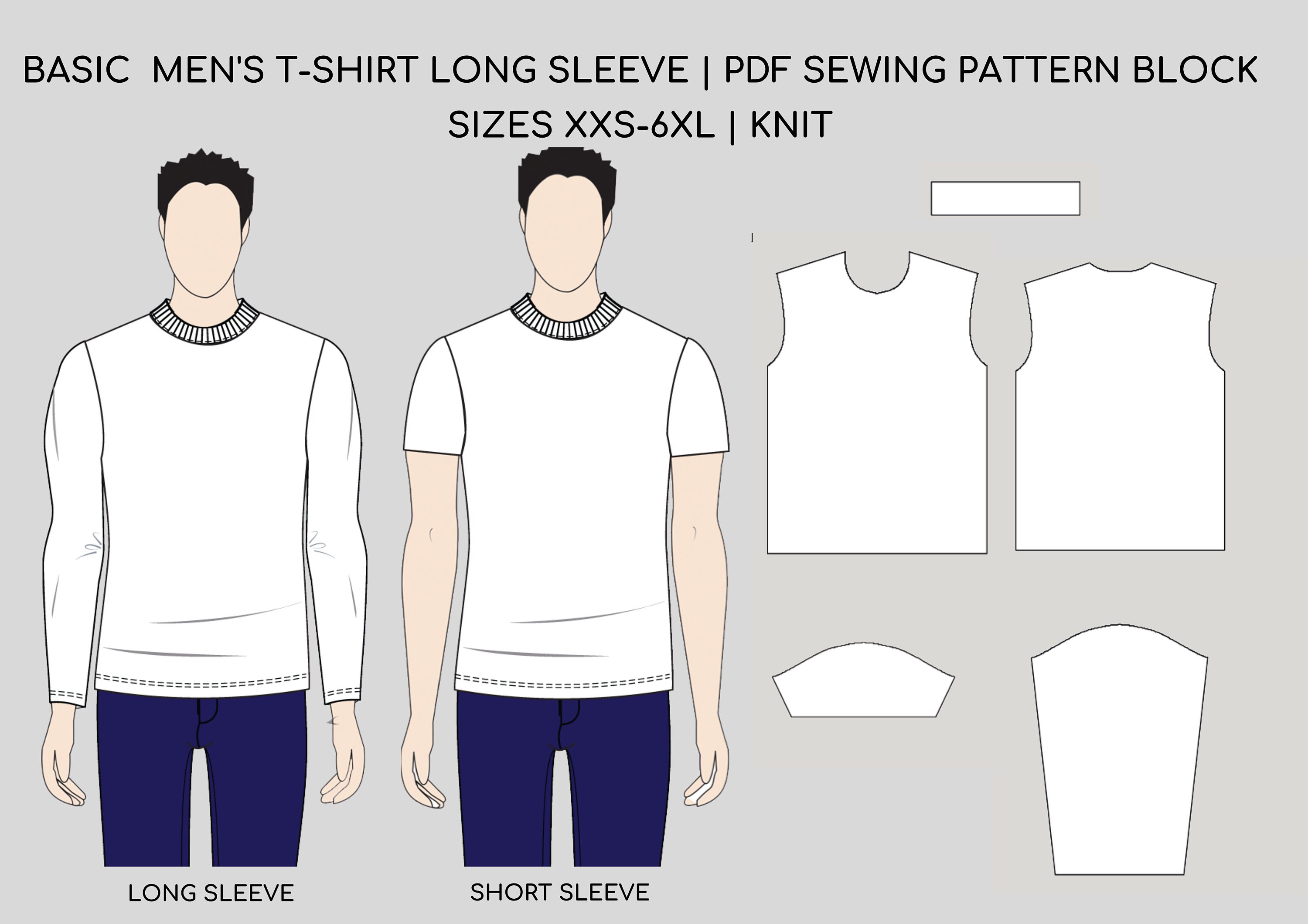Men's T-shirt Sewing Pattern Sloper/ Printable Pdf Sewing - Etsy