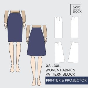 High Waist A-Line Skirt Sewing Pattern Blocks • XS-3XL (PDF Downloadable Pattern)