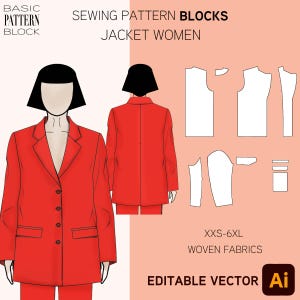 Oversized Women's Blazer | Sewing Pattern Sloper/ Block | Sizes XS-6XL | WOVEN FABRIC