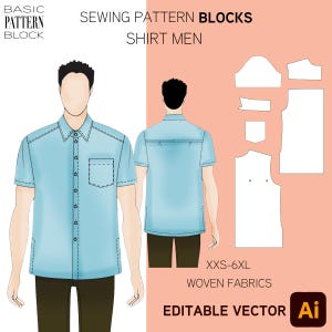 Naaipatroon oversized herenshirt • Maten: XXS-6XL • PDF-patroon