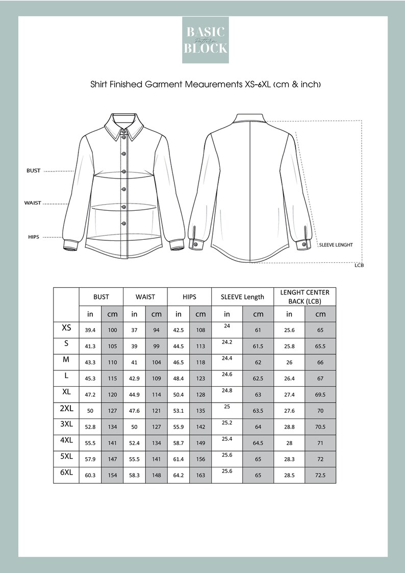 Loose Shirt Pdf Basic Sewing Pattern Sizes XS-6XL Instant - Etsy