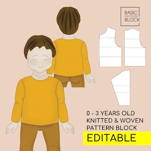 Pdf Basic Infant Bodice Sewing Pattern Block/Sloper, Baby Sewing Pattern, Basic Bodice Pattern, Newborn Sewing Pattern, Toddler Pdf Pattern