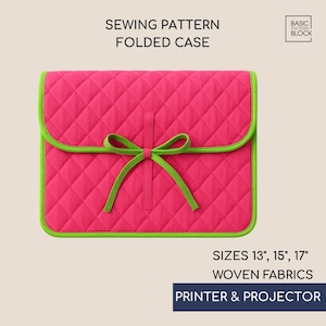 Pdf Laptop Sleeve Case Sewing Pattern • Beginner Quilted, Filded Case • Sizes: 13&quot;• 15&quot;• 17&quot;