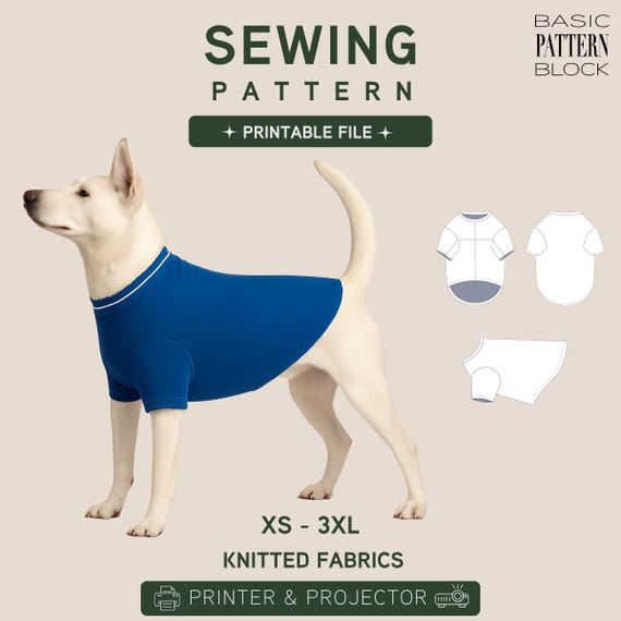 Dog Crewneck T-shirt | Printable Pdf Sewing Pattern | Sizes XS-3 XL Sizes | Knit