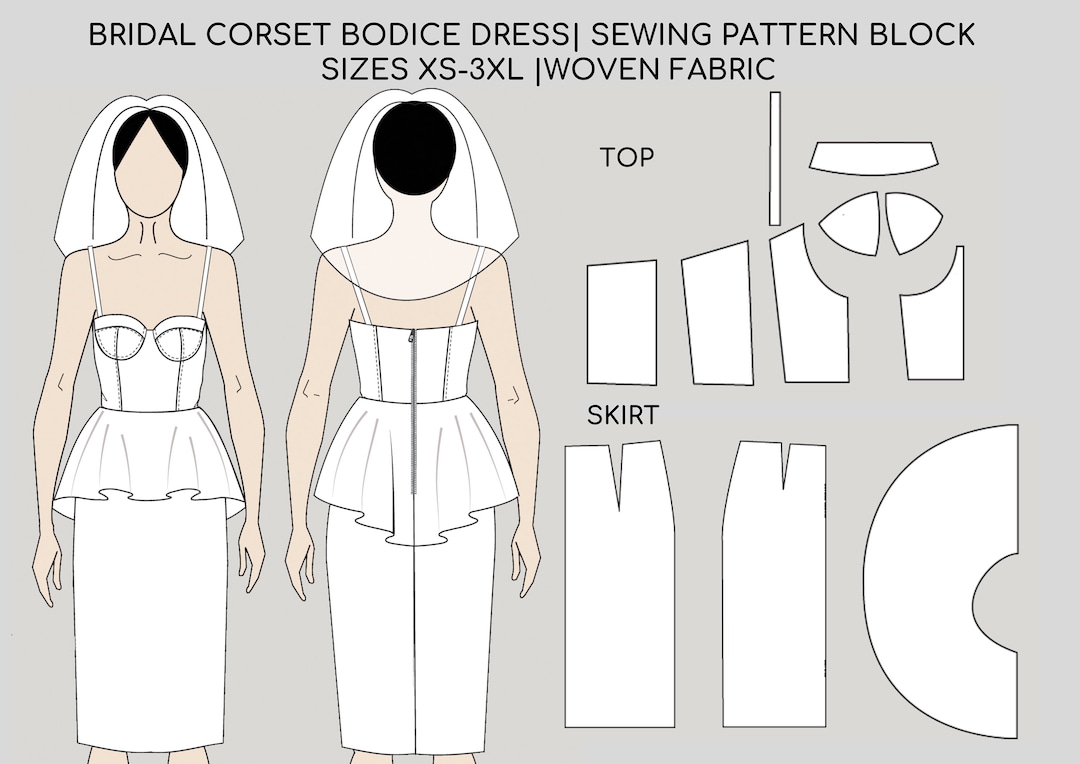 Bridal Corset Dress Pdf Sewing Pattern Digital Bridal Dress Pdf Wedding ...
