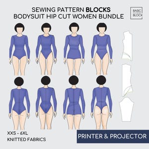Leotard Sewing Pattern Blocks • 4 Leg Cut Bodysuit (PDF Download) • Sizes XXS-6XL