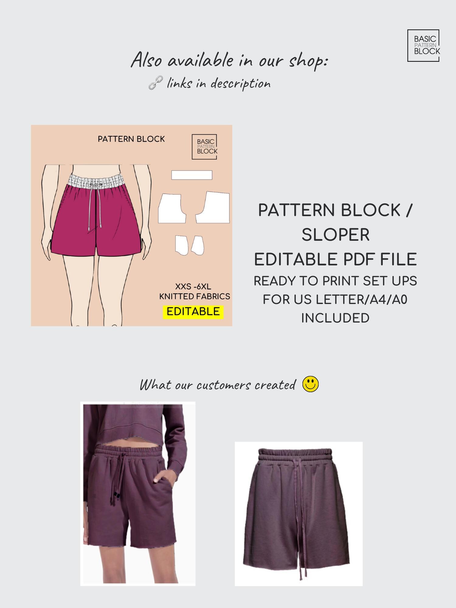PDF Workout Sweat Shorts | Printable Pdf Sewing Pattern Block | Instant ...