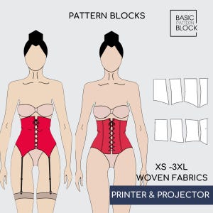 PDF Corset Belt Sewing Pattern • Eyelet Bustier, Garter Belt Sloper (Digital Download) • Sizes XS-3XL