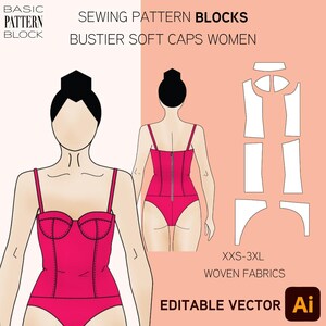 Justaucorps bustier corset de couture bloc • Body ajusté (téléchargement PDF) • Tailles : XS-3XL