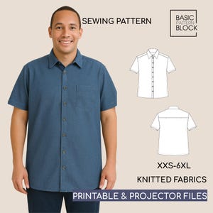 PDF Oversized Button-Up Men&#39;s Shirt Sewing Pattern (PDF Download) • Sizes: XXS-6XL