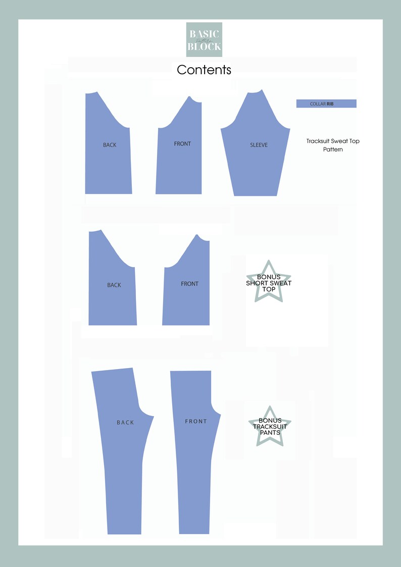 Tracksuit Set Pdf Sewing Pattern Block /sizes XS3XL/ Training Etsy