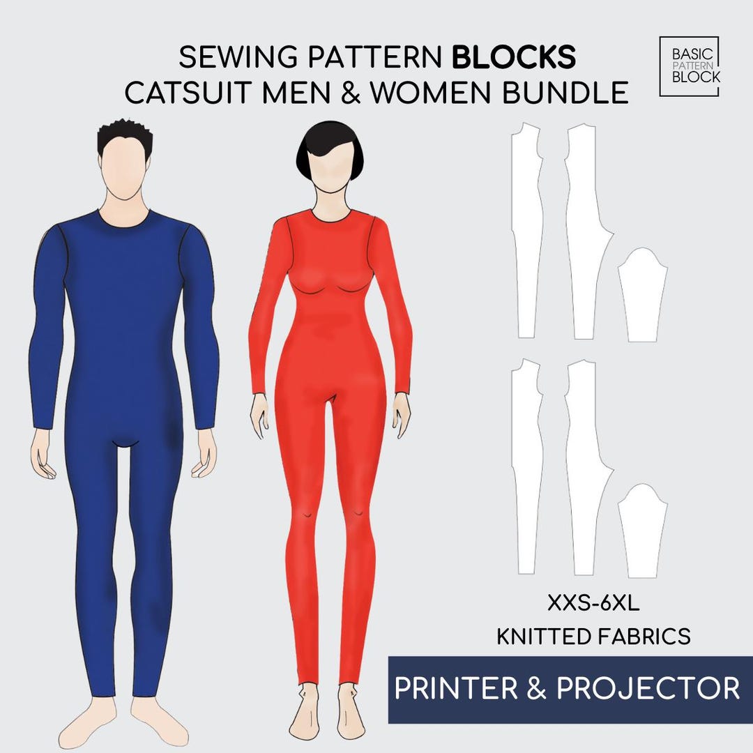 Seamless Bodysuit Sewing Pattern Bundle Blocks • Women/men