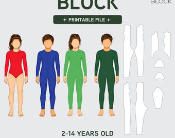 PDF | Kids Bodysuit Leotard Sewing Pattern Block Bundle | Gymnastics Catsuit | Boys & Girls | Ages 2-14