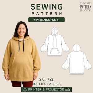 Nähanleitung für einen Umstandshoodie • Strickpullover für Schwangere (PDF-Download) • Größen XS-6XL