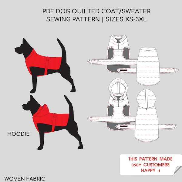 Dog Quilted Coat | Raincoat | Pdf Sewing Pattern | Sizes XS-3XL | Woven